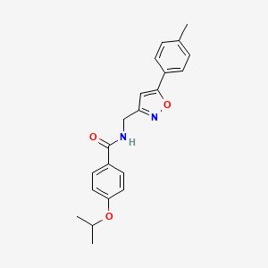 molecular formula C21H22N2O3 B2651585 4-isopropoxy-N-((5-(p-tolyl)isoxazol-3-yl)methyl)benzamide CAS No. 946344-34-9