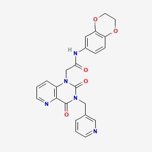 molecular formula C23H19N5O5 B2651587 N-(2,3-dihydrobenzo[b][1,4]dioxin-6-yl)-2-(2,4-dioxo-3-(pyridin-3-ylmethyl)-3,4-dihydropyrido[3,2-d]pyrimidin-1(2H)-yl)acetamide CAS No. 941901-94-6