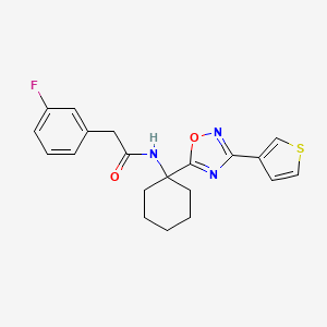 molecular formula C20H20FN3O2S B2651589 2-(3-氟苯基)-N-{1-[3-(3-噻吩基)-1,2,4-恶二唑-5-基]环己基}乙酰胺 CAS No. 1396855-32-5