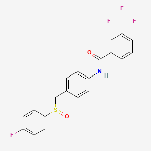 molecular formula C21H15F4NO2S B2651596 N-[4-[(4-氟苯基)亚磺酰甲基]苯基]-3-(三氟甲基)苯甲酰胺 CAS No. 338398-79-1