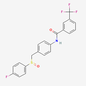 molecular formula C21H15F4NO2S B2651596 N-[4-[(4-fluorophenyl)sulfinylmethyl]phenyl]-3-(trifluoromethyl)benzamide CAS No. 338398-79-1