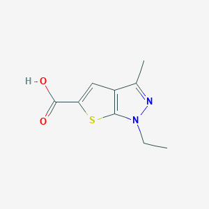 molecular formula C9H10N2O2S B2651614 1-乙基-3-甲基-1H-噻吩[2,3-C]吡唑-5-羧酸 CAS No. 1039758-64-9