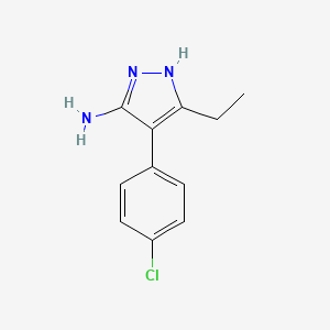 molecular formula C11H12ClN3 B2651616 4-(4-chlorophenyl)-3-ethyl-1H-pyrazol-5-amine CAS No. 955574-49-9