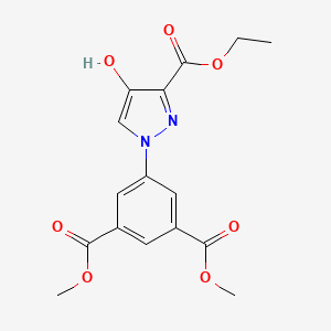 molecular formula C16H16N2O7 B2651618 dimethyl 5-(3-(ethoxycarbonyl)-4-hydroxy-1H-pyrazol-1-yl)isophthalate CAS No. 380222-38-8