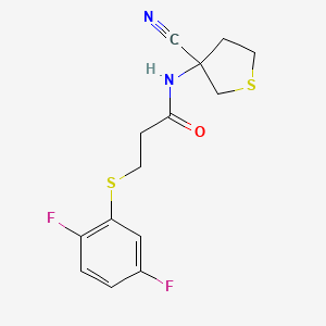 molecular formula C14H14F2N2OS2 B2651628 N-(3-cyanothiolan-3-yl)-3-[(2,5-difluorophenyl)sulfanyl]propanamide CAS No. 1797780-10-9