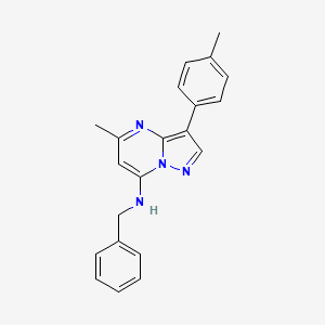 molecular formula C21H20N4 B2651630 N-benzyl-5-methyl-3-(4-methylphenyl)pyrazolo[1,5-a]pyrimidin-7-amine CAS No. 890611-25-3