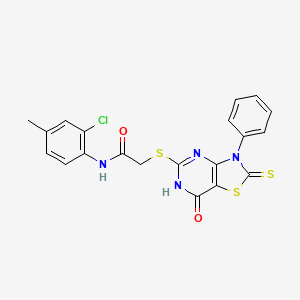 N-(2-chloro-4-methylphenyl)-2-((7-oxo-3-phenyl-2-thioxo-2,3,6,7-tetrahydrothiazolo[4,5-d]pyrimidin-5-yl)thio)acetamide