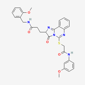 molecular formula C30H29N5O5S B2651656 3-[5-({[(3-methoxyphenyl)carbamoyl]methyl}sulfanyl)-3-oxo-2H,3H-imidazo[1,2-c]quinazolin-2-yl]-N-[(2-methoxyphenyl)methyl]propanamide CAS No. 1219352-56-3