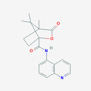 molecular formula C19H20N2O3 B265166 4,7,7-trimethyl-3-oxo-N-(quinolin-5-yl)-2-oxabicyclo[2.2.1]heptane-1-carboxamide 