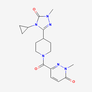 molecular formula C17H22N6O3 B2651666 6-(4-(4-cyclopropyl-1-methyl-5-oxo-4,5-dihydro-1H-1,2,4-triazol-3-yl)piperidine-1-carbonyl)-2-methylpyridazin-3(2H)-one CAS No. 1797737-24-6