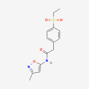 molecular formula C14H16N2O4S B2651675 2-(4-(乙磺酰)苯基)-N-(3-甲基异恶唑-5-基)乙酰胺 CAS No. 1049188-77-3