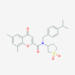 molecular formula C26H29NO5S B265169 N-(1,1-dioxidotetrahydro-3-thienyl)-N-(4-isopropylbenzyl)-6,8-dimethyl-4-oxo-4H-chromene-2-carboxamide 