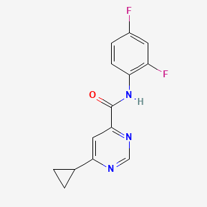 molecular formula C14H11F2N3O B2651707 6-Cyclopropyl-N-(2,4-difluorophenyl)pyrimidine-4-carboxamide CAS No. 2415488-79-6