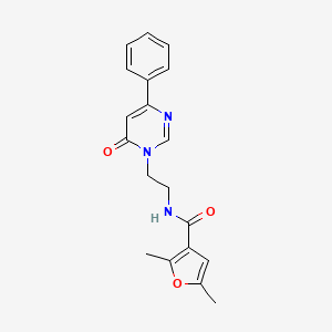 molecular formula C19H19N3O3 B2651709 2,5-dimethyl-N-(2-(6-oxo-4-phenylpyrimidin-1(6H)-yl)ethyl)furan-3-carboxamide CAS No. 1334369-96-8