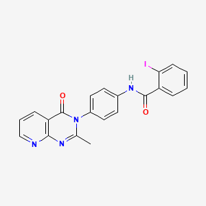 molecular formula C21H15IN4O2 B2651718 2-iodo-N-(4-(2-methyl-4-oxopyrido[2,3-d]pyrimidin-3(4H)-yl)phenyl)benzamide CAS No. 921866-47-9