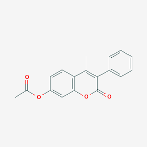 molecular formula C18H14O4 B2651725 4-methyl-2-oxo-3-phenyl-2H-chromen-7-yl acetate CAS No. 75200-57-6