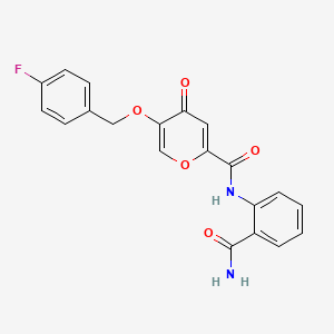 N-(2-carbamoylphenyl)-5-((4-fluorobenzyl)oxy)-4-oxo-4H-pyran-2-carboxamide