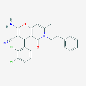 molecular formula C24H19Cl2N3O2 B265174 2-amino-4-(2,3-dichlorophenyl)-7-methyl-5-oxo-6-(2-phenylethyl)-5,6-dihydro-4H-pyrano[3,2-c]pyridine-3-carbonitrile 