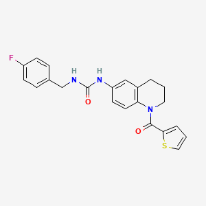 molecular formula C22H20FN3O2S B2651743 1-(4-Fluorobenzyl)-3-(1-(thiophene-2-carbonyl)-1,2,3,4-tetrahydroquinolin-6-yl)urea CAS No. 1203231-55-3