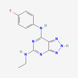 molecular formula C12H12FN7 B2651749 N5-乙基-N7-(4-氟苯基)-3H-[1,2,3]三唑并[4,5-d]嘧啶-5,7-二胺 CAS No. 1286725-44-7