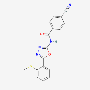 molecular formula C17H12N4O2S B2651760 4-cyano-N-[5-(2-methylsulfanylphenyl)-1,3,4-oxadiazol-2-yl]benzamide CAS No. 886908-90-3