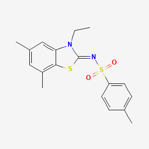 molecular formula C18H20N2O2S2 B2651764 (Z)-N-(3-ethyl-5,7-dimethylbenzo[d]thiazol-2(3H)-ylidene)-4-methylbenzenesulfonamide CAS No. 955246-69-2
