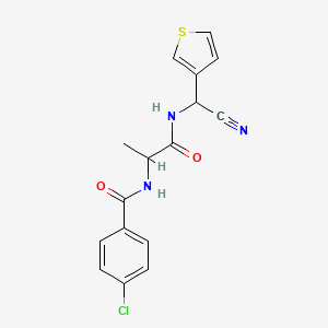 molecular formula C16H14ClN3O2S B2651770 2-[(4-chlorophenyl)formamido]-N-[cyano(thiophen-3-yl)methyl]propanamide CAS No. 1375882-50-0