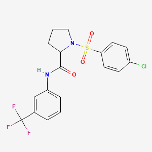 molecular formula C18H16ClF3N2O3S B2651773 1-(4-氯苯基)磺酰基-N-[3-(三氟甲基)苯基]吡咯烷-2-甲酰胺 CAS No. 317377-82-5