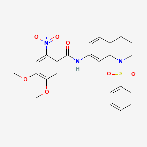 4,5-dimethoxy-2-nitro-N-(1-(phenylsulfonyl)-1,2,3,4-tetrahydroquinolin-7-yl)benzamide