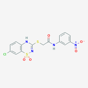 2-((7-chloro-1,1-dioxido-4H-benzo[e][1,2,4]thiadiazin-3-yl)thio)-N-(3-nitrophenyl)acetamide