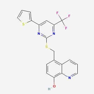 5-[[4-Thiophen-2-yl-6-(trifluoromethyl)pyrimidin-2-yl]sulfanylmethyl]quinolin-8-ol