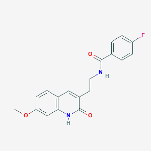 4-fluoro-N-[2-(7-methoxy-2-oxo-1H-quinolin-3-yl)ethyl]benzamide