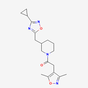1-(3-((3-Cyclopropyl-1,2,4-oxadiazol-5-yl)methyl)piperidin-1-yl)-2-(3,5-dimethylisoxazol-4-yl)ethanone