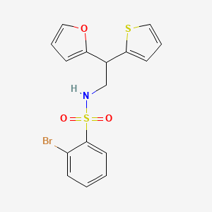 molecular formula C16H14BrNO3S2 B2651842 2-bromo-N-[2-(furan-2-yl)-2-(thiophen-2-yl)ethyl]benzene-1-sulfonamide CAS No. 2097883-78-6