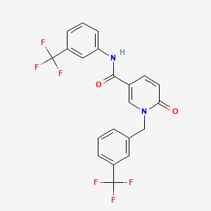 molecular formula C21H14F6N2O2 B2651845 6-oxo-N-[3-(trifluoromethyl)phenyl]-1-[[3-(trifluoromethyl)phenyl]methyl]pyridine-3-carboxamide CAS No. 338783-67-8