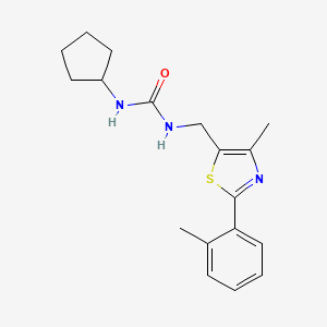 molecular formula C18H23N3OS B2651847 1-Cyclopentyl-3-((4-methyl-2-(o-tolyl)thiazol-5-yl)methyl)urea CAS No. 1448078-20-3