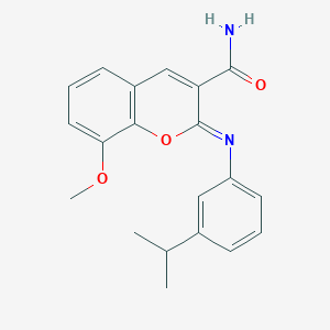 (2Z)-8-methoxy-2-{[3-(propan-2-yl)phenyl]imino}-2H-chromene-3-carboxamide