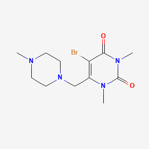 molecular formula C12H19BrN4O2 B2651851 5-bromo-1,3-dimethyl-6-((4-methylpiperazin-1-yl)methyl)pyrimidine-2,4(1H,3H)-dione CAS No. 1189749-78-7