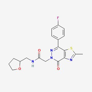 2-(7-(4-fluorophenyl)-2-methyl-4-oxothiazolo[4,5-d]pyridazin-5(4H)-yl)-N-((tetrahydrofuran-2-yl)methyl)acetamide