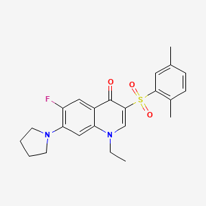 molecular formula C23H25FN2O3S B2651872 3-[(2,5-二甲苯基)磺酰基]-1-乙基-6-氟-7-吡咯烷-1-基喹啉-4(1H)-酮 CAS No. 892780-44-8