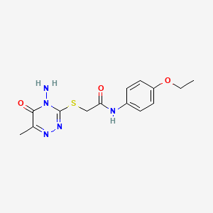 molecular formula C14H17N5O3S B2651876 2-[(4-amino-6-methyl-5-oxo-4,5-dihydro-1,2,4-triazin-3-yl)sulfanyl]-N-(4-ethoxyphenyl)acetamide CAS No. 380582-94-5