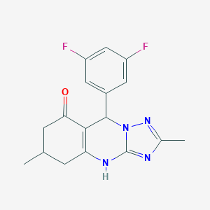 molecular formula C17H16F2N4O B265189 9-(3,5-difluorophenyl)-2,6-dimethyl-5,6,7,9-tetrahydro[1,2,4]triazolo[5,1-b]quinazolin-8(4H)-one 