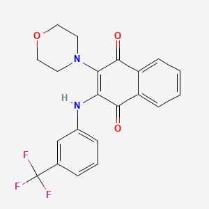 molecular formula C21H17F3N2O3 B2651913 2-吗啉-3-((3-(三氟甲基)苯基)氨基)萘-1,4-二酮 CAS No. 150127-60-9