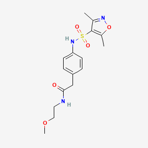 molecular formula C16H21N3O5S B2651918 2-(4-(3,5-dimethylisoxazole-4-sulfonamido)phenyl)-N-(2-methoxyethyl)acetamide CAS No. 1207056-47-0
