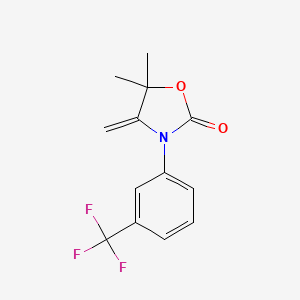 molecular formula C13H12F3NO2 B2651922 5,5-Dimethyl-4-methylene-3-(3-(trifluoromethyl)phenyl)oxazolidin-2-one CAS No. 142727-37-5