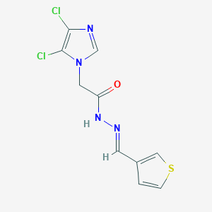 molecular formula C10H8Cl2N4OS B2651931 2-(4,5-Dichloroimidazol-1-yl)-N-[(E)-thiophen-3-ylmethylideneamino]acetamide CAS No. 649578-70-1