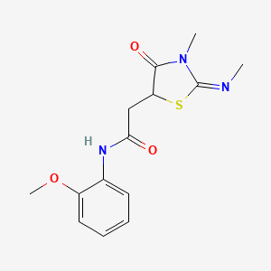 molecular formula C14H17N3O3S B2651934 N-(2-甲氧基苯基)-2-[(2Z)-3-甲基-2-(甲亚胺基)-4-氧代-1,3-噻唑烷-5-基]乙酰胺 CAS No. 442564-70-7