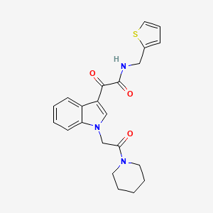 molecular formula C22H23N3O3S B2651946 2-oxo-2-[1-(2-oxo-2-piperidin-1-ylethyl)indol-3-yl]-N-(thiophen-2-ylmethyl)acetamide CAS No. 872861-35-3