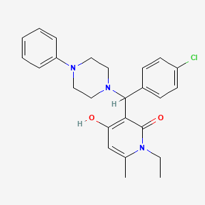 3-[(4-chlorophenyl)(4-phenylpiperazin-1-yl)methyl]-1-ethyl-4-hydroxy-6-methyl-1,2-dihydropyridin-2-one