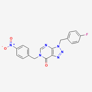 molecular formula C18H13FN6O3 B2651960 3-[(4-Fluorophenyl)methyl]-6-[(4-nitrophenyl)methyl]triazolo[4,5-d]pyrimidin-7-one CAS No. 863018-46-6